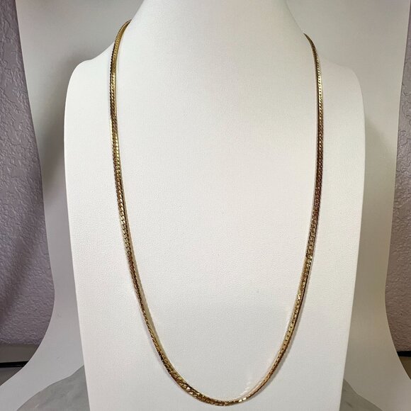 Vtg '55 UnisexTextured Flat Chain Necklace 28" Length 3.42mm Trifari@ Trifanium - Picture 1 of 9